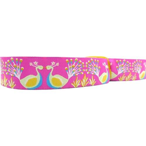 10 Meters 7/8'' 22mm Peacock Pink Tone Jacquard Ribbon Oeko-Tex Standard 100 Pass