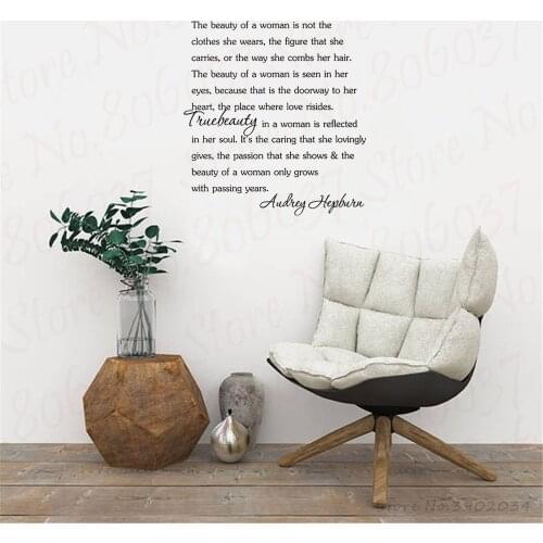 Beauty Woman Audrey Hepburn Quotes DIY Wall Sticker Vinyl Wall Art Home Decor Mural Fashion Sayings WL2209