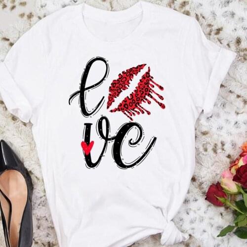 Women Cartoon Leopard Letter Love Ladies Cartoon Summer Female Tshirts Fashion Clothes Graphic T Top Lady Print Tee T-Shirt