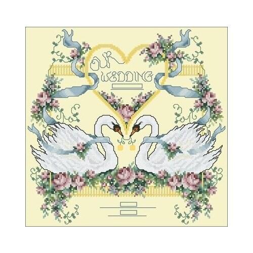 Magazine-Wedding Memorial (Swan) Counted Cross Stitch 11CT 14CT 18CT Cross Stitch Kits Embroidery Needlework Sets