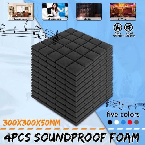 4Pcs 300x300x50mm Studio Acoustic Soundproof Foam Sound Absorption Treatment Panel Tile Protective Sponge