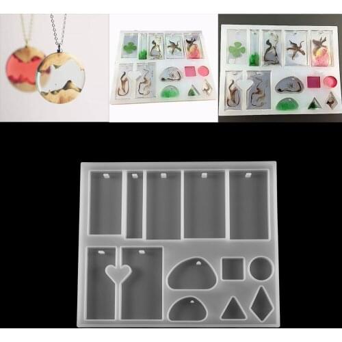 1 Pcs Pendants With Hole Silicone Mold Crystal Square Round Epoxy Resin Casting Mold For DIY Jewelry Making Supplies Accessories