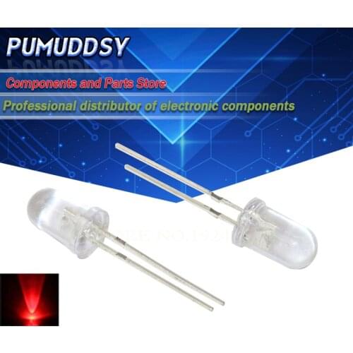 100PCS Red light-emitting diodes White turn Red 5mm led