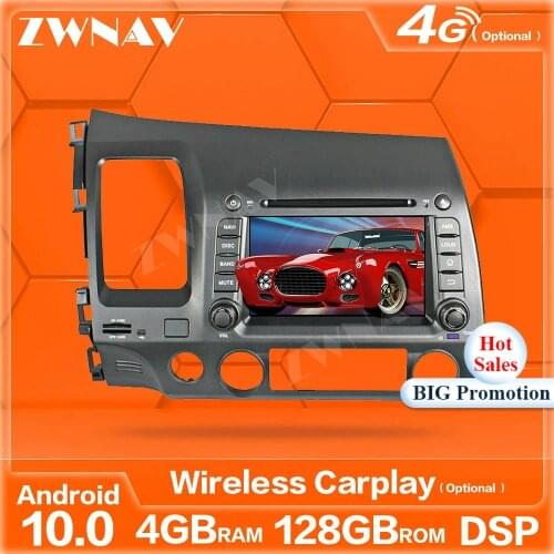 128GB Carplay Android 10 Screen Player For Honda CIVIC 2006 2007 2008 2009 2010 2011 GPS Auto Audio Radio Music Stereo Head Unit