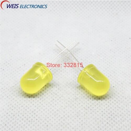 20PCS F10 YELLOW LED , DIP-2 long legs , 10MM yellow LAMP , 1.8-2.2V 20mA DIFFUSED / water clear light beads lamps