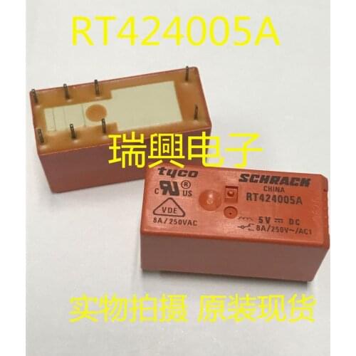 5PCS/lot relays RT424005 5V RT424012 12V RT424024 24V RT424730 230VAC 8A 8PIN