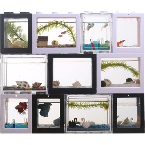 7 Color Mini Aquarium Betta Fishbowl Creative Combinable Ecological Small Fish Tank Crawler Box DIY Aquarium Micro Landscape