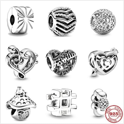 925 Sterling Silver Openwork Flower Wishbone Heart Labyrinth & Arrow DIY fine beads Fit Original Pandora Charm Bracelet Jewelry