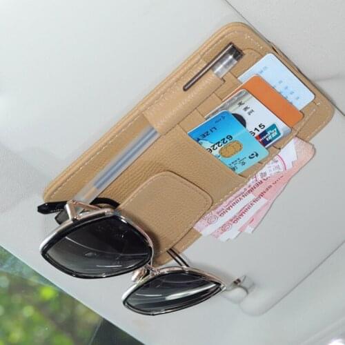Car Vehicle Sun Visor Glasses Holder Storage Clip Pen Bag For Volkswagen Polo Passat B6 B5 CC Tiguan Golf Ford Focus KIA Rio
