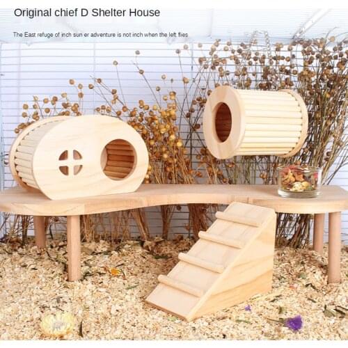 Log Hamster Shelter Small Wooden House Dwarf Rat Cage Landscaping Supplies Wooden Hamster Nest Small Animal Accessories