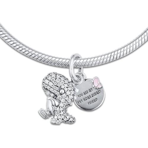 Dinosaur Pave Stones Crystal Beads Fit Charm Bracelet DIY Beads for Jewelry Making 925 Sterling Silver Charms Jewellery DIY