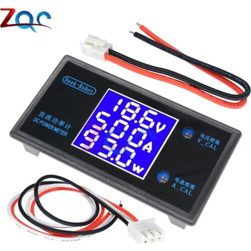 DC 0-50V 5A 250W LCD Digital Voltmeter Ammeter Wattmeter Voltage Current Power Meter Volt Detector Tester Monitor 12V 24V 36V