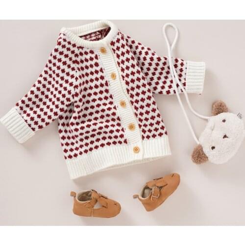 Baby Sweater Long Sleeve Autumn Newborn Girls Boys Cardigans Knitted Toddler Children Clothing Fashion Dot Ribbed Outerwear0-18M