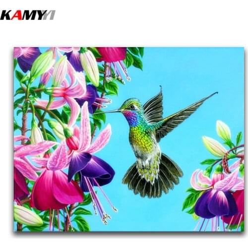 DIY 3D Diamond mosaic animal Full Round Diamond embroidery Cross stitch flowers Full Square Diamond painting Hummingbird