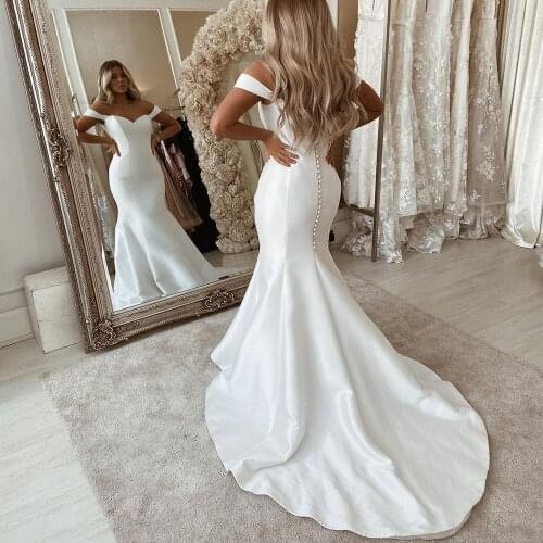 Eightale Ivory Mermaid Wedding Dresses Sweetheart Satin Wedding Gown Simple vestidos de novia свадебное платье2021