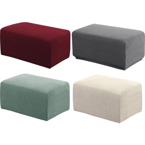 Stretchy Footstool Cover Elastic Ottoman Slipcovers Folding Storage Pouf Cover