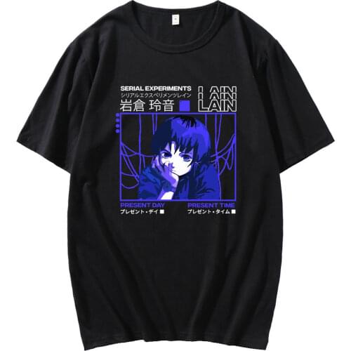Glitch Serial Experiments Lain T Shirt Men Printed Harajuku Summer short sleeve T-shirt men Anime cosplay TV fashion t-shirt top