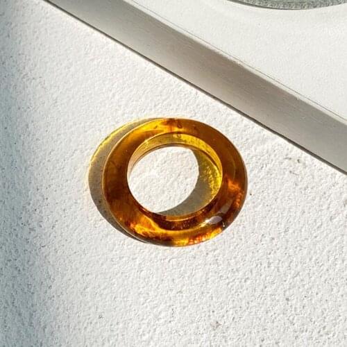 New Fashion Women Men Multicolor Resin Ring Charm Round Korean Ins Vintage Finger Rings Jewelry High Quality Wholesale