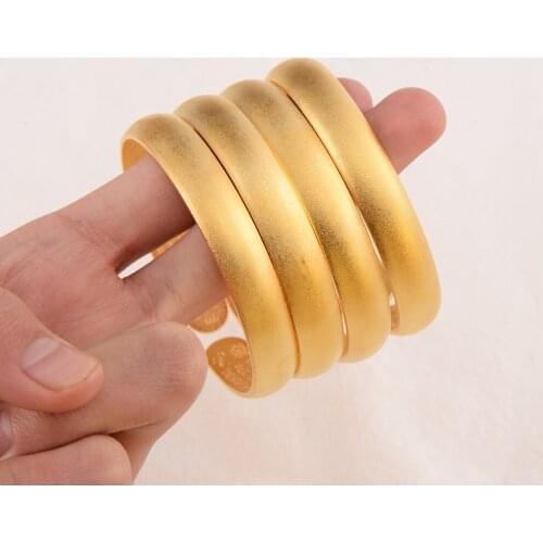Fashion Jewelry Trend High-Quality Bangles 9 k Fine Solid THAI BAHT G/F Gold India Matte Cuff Bangle Bracelet Eternal Classics