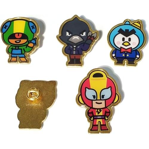 Cartoon Game Brooch Decoration Broochs Leon Crow Max Sandy Anime Action Figure Badge Kids Brawling DIY Accessories Backpack