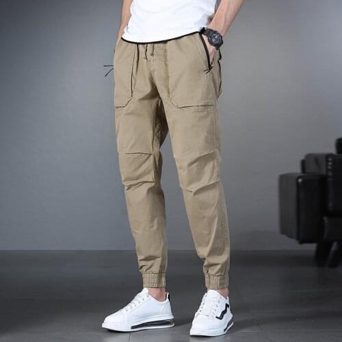 Plus Size Mens Casual Pants 2021 Summer Moto & Bike Pants Male Zipper Pockets Trouser New Solid Khaki Black Outdoor Leisure Pant