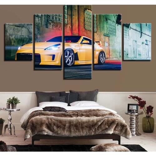 Wall Art Home Decoration Framework Modular Pictures HD Print 5 Panel Yellows Car Modern Painting On Canvas For Living Room