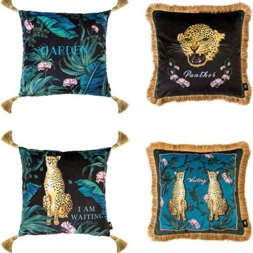 Tiger Pillow Cover Decorative Throw Pillow Leopard Print Pillow Cases Velvet Outdoor Indoor Square Cushion Covers 43cm 53cm