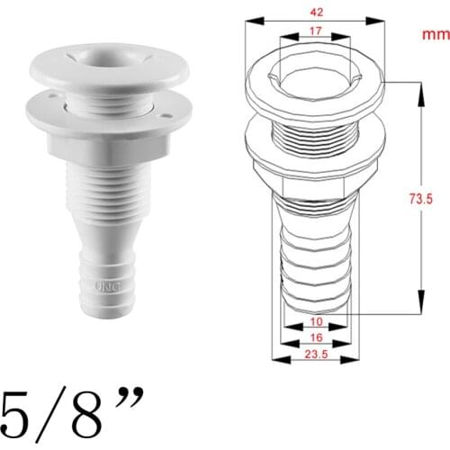 Nylon Plastic Thru Hull Bilge Fitting For Bilge Pump Aerator Hose of Boat Marine Yacht Sail RV Camper Truck