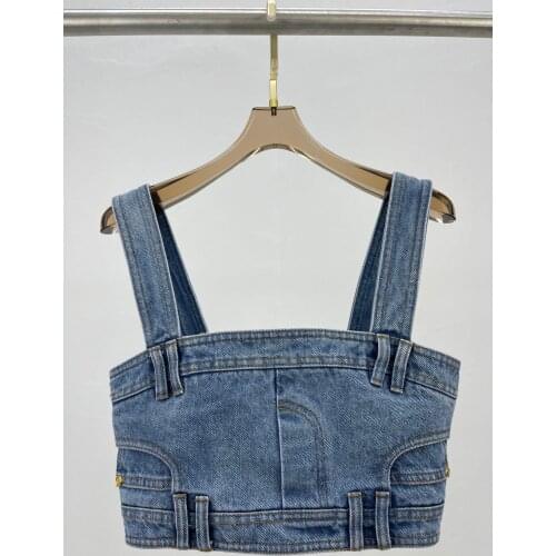 New 2021SS Summer Women Casual Denim Tank Tops Female High Quality Chic Cowboy Vest Tee Ddxgz2 5.10