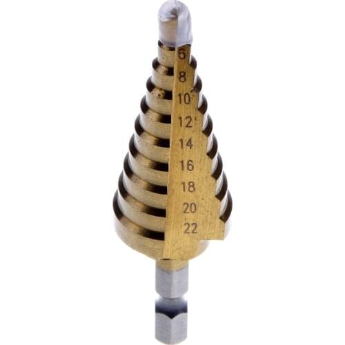 New Durable Hex Titanium Step Cone Drill Bit Hole HSS 4241 For Sheet Metal Hand Power Tools 4-22mm #72210