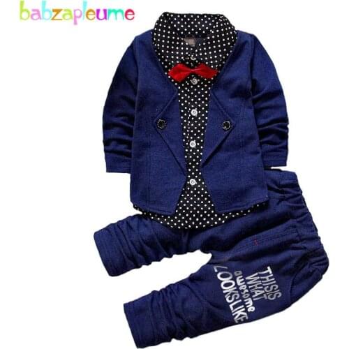 Autumn Baby Boys Clothes Gentleman Boys Outfits Long-Sleeve Outerwear Shirt+Pant 2PCS/Set Kids Tracksuit Children Clothing A256
