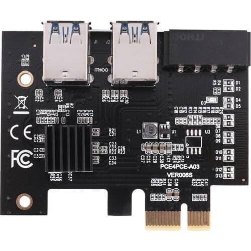 PCI-E 1 to 4 Riser Card PCI-E 1X to 16X 4 Port Dual Layer USB3.0 Expansion Card for BTC Miner Mining