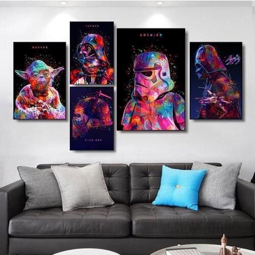 Disney Star Wars Watercolor Canvas Painting Movie Posters and Prints Wall Street Art Picture for Living Rome Decor Cuadros