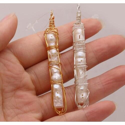 White Natural Semi-precious Stones Silver Wire Pearl Pendant for Jewelry Making DIY Bracelet Necklace Jewelry Accessories