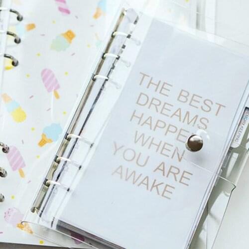 Transparent n34 / /A7 PVC Accessory School Creative Student Supply Concise 6 Holes Folder Diary Shell LoveDoki A5 A6 Notebook