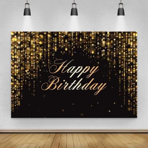 Romantic Gold Light Spot Black Happy Background Girl Birthday Party Decorative Photography Studio 3D Digital Backdrop Cloth