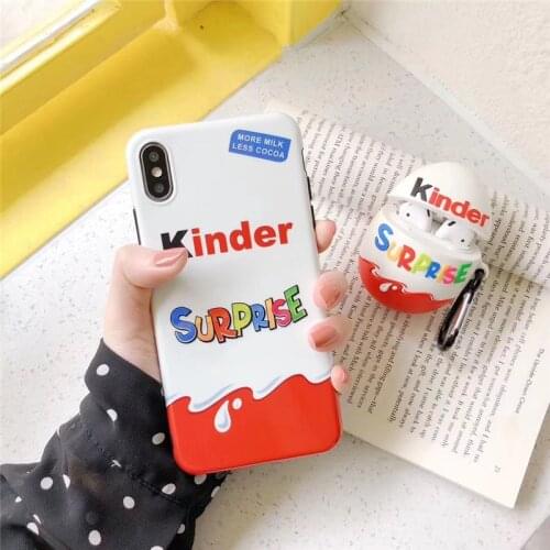 Ins Chocolate Brand Funnly Cute Kinder Joy Surprise Egg Silicone Case For Iphone X XR XS 11 Pro Max 7 8 Plus Luxury Candy Cover