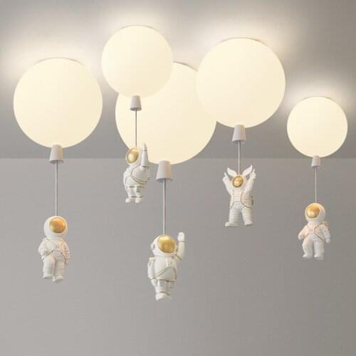 Nordic cartoon astronaut childrens room decor led ceiling lamps creative acrylic balloon hallway cafe bar hanging lamp