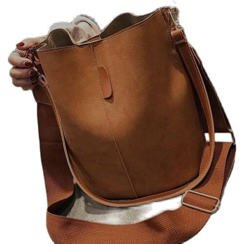 Brand design luxury ladies bucket PU shoulder bag single shoulder large capacity messenger broadband female solid color handbag