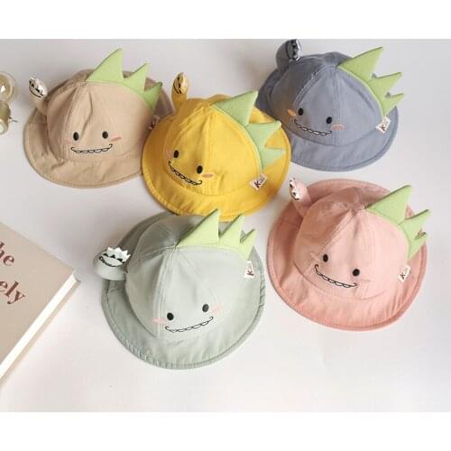 Spring Summer Baby Lovely Cartoon Dinosaur Bucket Hats Kids Boys Girls Outdoor Sun Hat Children Beach Caps