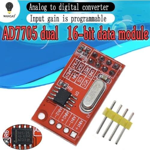 WAVGAT official AD7705 Dual 16 bit ADC Data Acquisition Module Input Gain Programmable SPI Interface TM7705