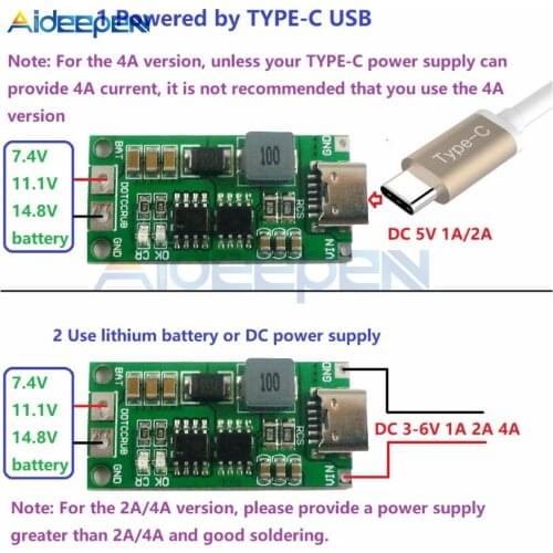Multi-Cell 2S 3S 4S Type-C To 8.4V 12.6V 16.8V Step-Up Boost LiPo Polymer Li-Ion Charger 7.4V 11.1V 14.8V 18650 Lithium Battery