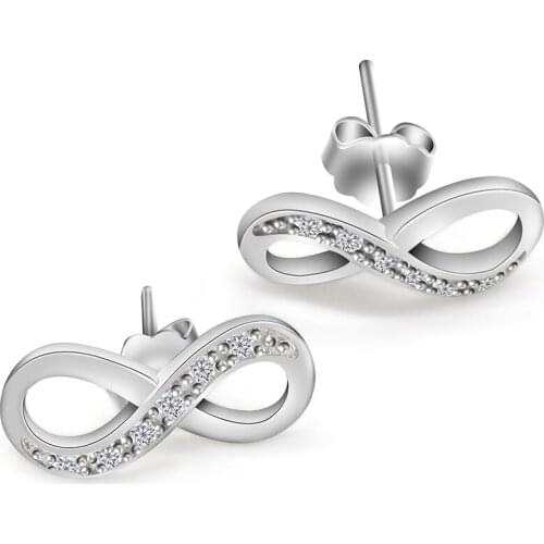 925 Sterling Silver Stud Earrings Lucky Number 8 Cute Earrings Jewelry for Women Girls Wedding/Party Rings Fine Jewelry