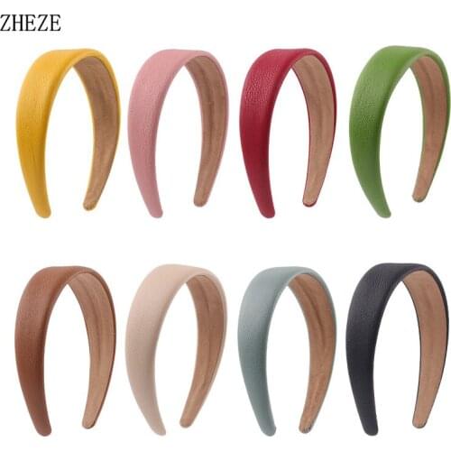 4CM Width PU Leather Fashion Woman Hairband Festival Party Trendy Girl Headband High Quality DIY Hair Accessories Headdress