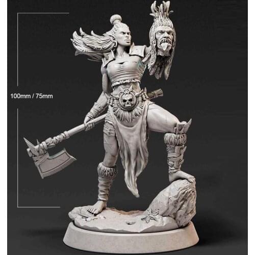1/24 75mm 1/18 100mm Resin Model Kits Orc Female Fighter Warrior Figure Unpainted No Color RW-035