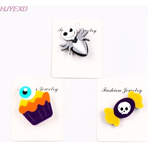 1pcs) Halloween Ice Cream Brooch (Safety Pin) Nightmare Before Christmas Jack Brooch Glitter Candy Acrylic Brooch