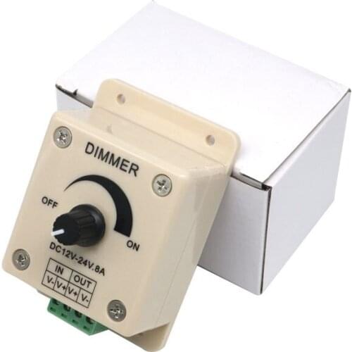 1PC Manual PWM Dimmer Knob Adjustable Switch Brightness Controller for LED Strip Ribbon DC 12V-24V 8A Output Current