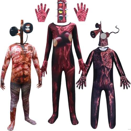 2021 Kids Siren Head Cosplay Costume with Mask Boys Girls Anime Funny Party Bodysuit Halloween Carnival Fancy Dress Jumpsuits