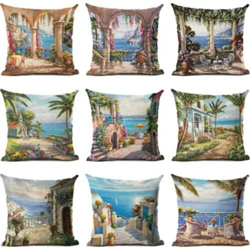 45x45cm Island style Sofa Pillowcase Pink Cushion Cover Throw Pillow Case Home Sofa Bed Chair Decoration 17.72x 17.72inch