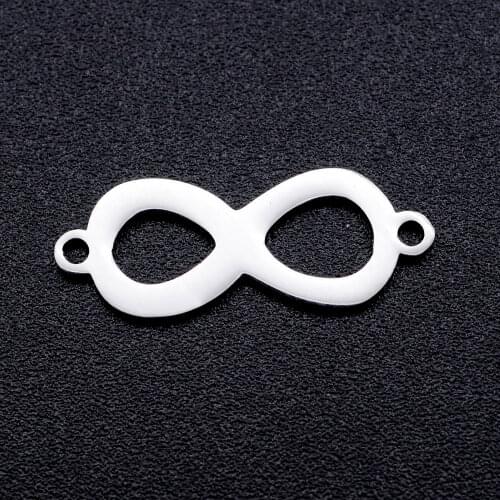5pcs/lot 316L Stainless Steel Two Holes Infinity Symbol Heart Love DIY Charm Pendants for Necklaces Never Tarnish AAAA Quality